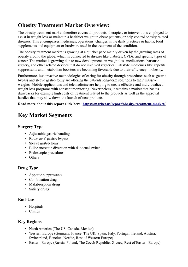 obesity treatment market overview