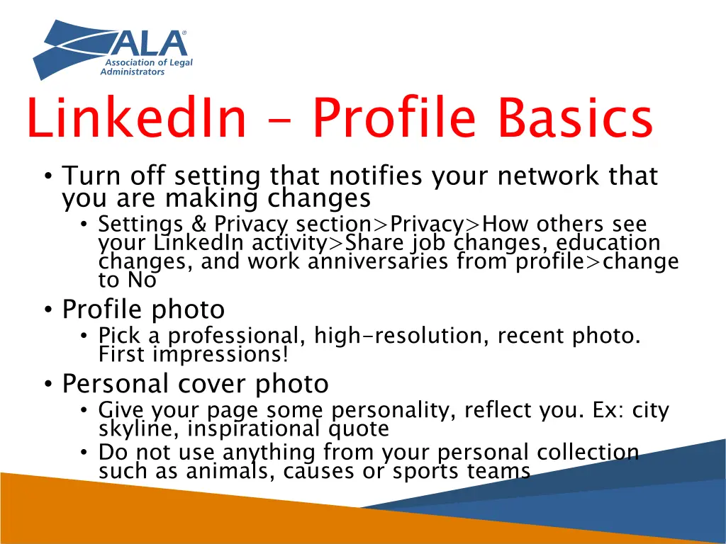 linkedin profile basics turn off setting that