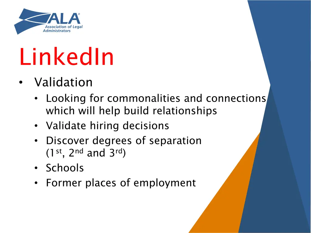 linkedin validation looking for commonalities