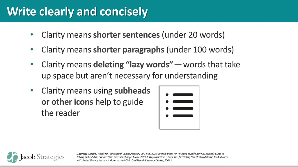 write clearly and concisely 6