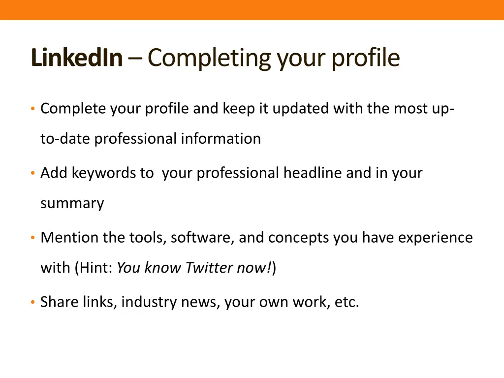 linkedin completing your profile