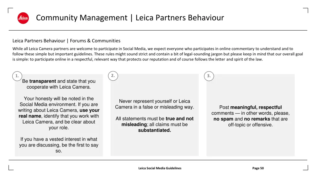 community management leica partners behaviour