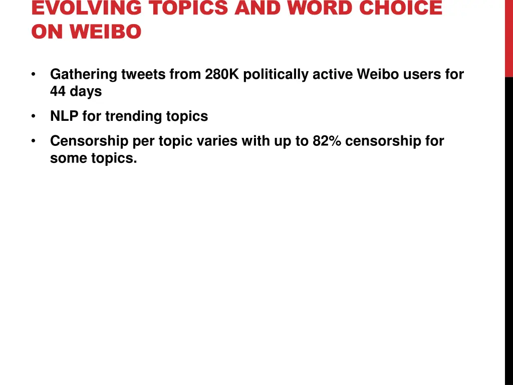 evolving topics and word choice on weibo