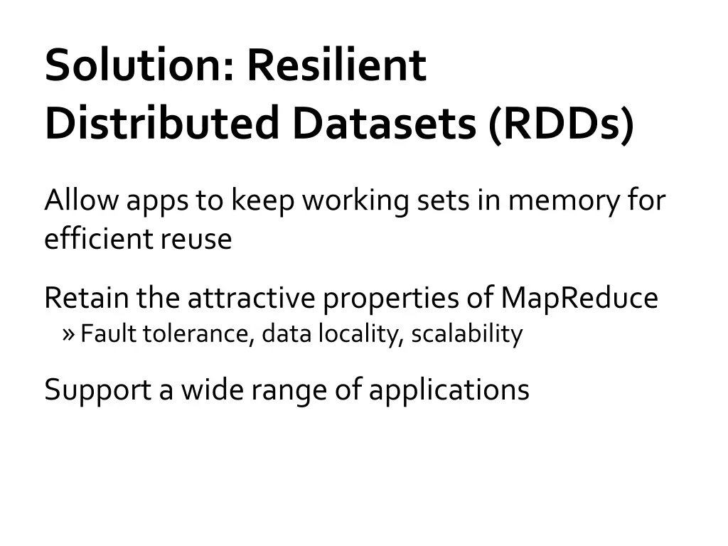 solution resilient distributed datasets rdds