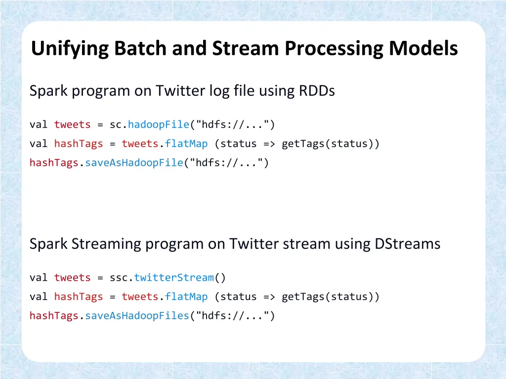 unifying batch and stream processing models