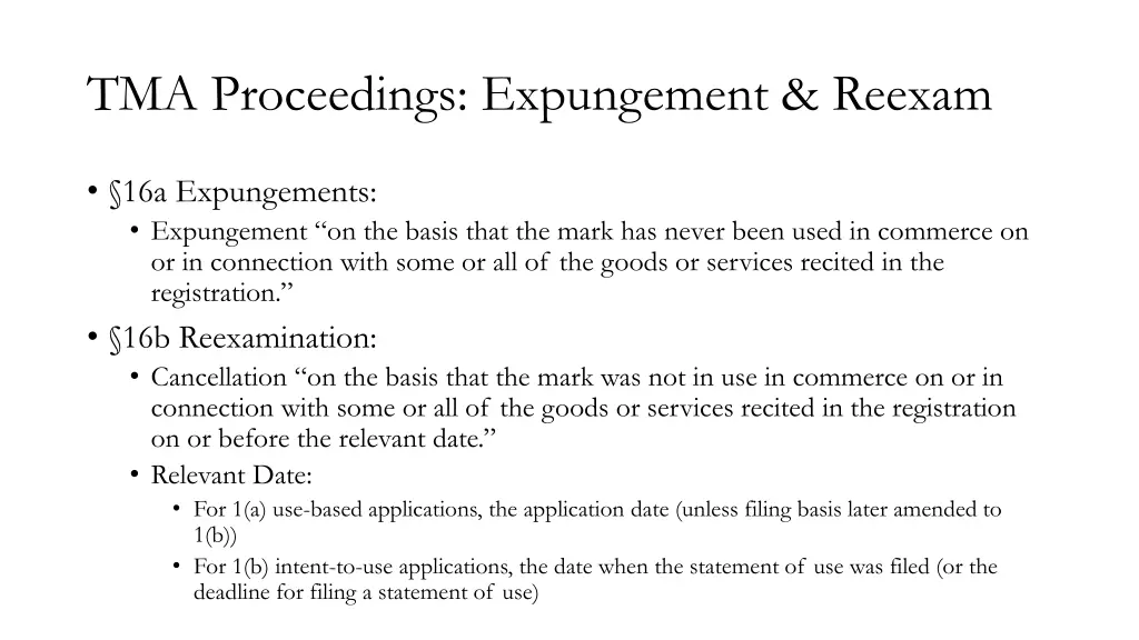 tma proceedings expungement reexam