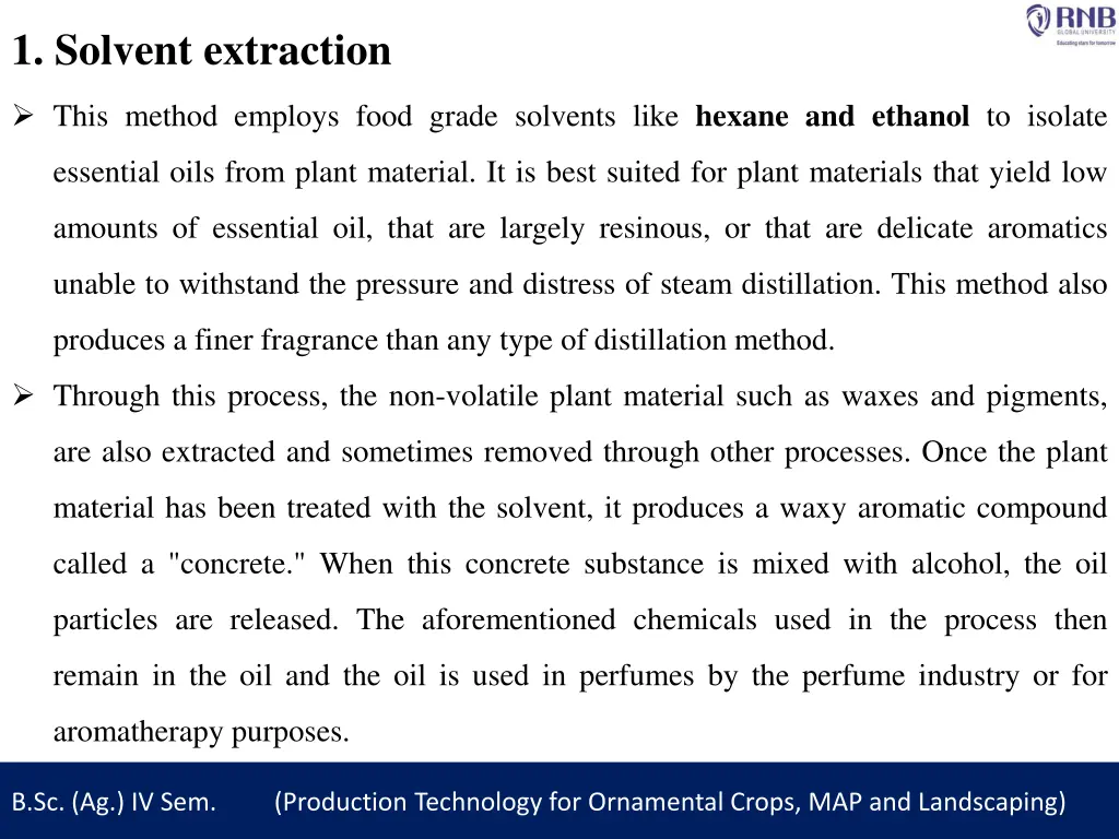 1 solvent extraction