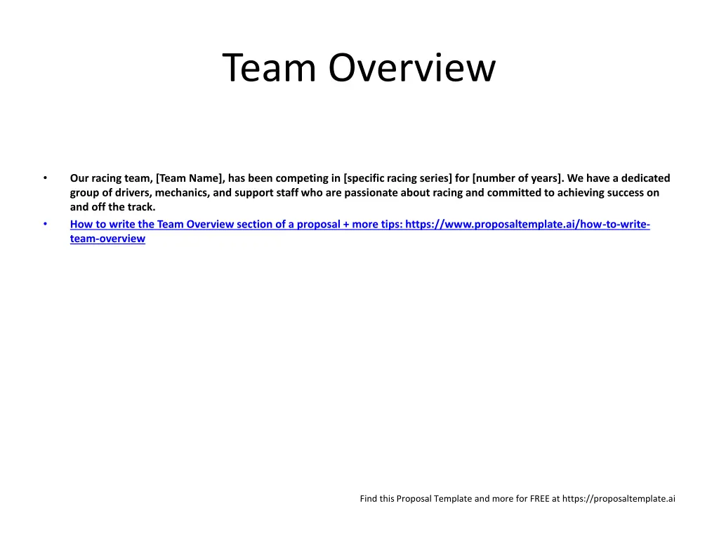 team overview