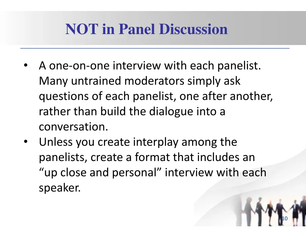 not in panel discussion 1