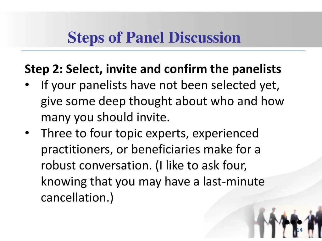 steps of panel discussion 1