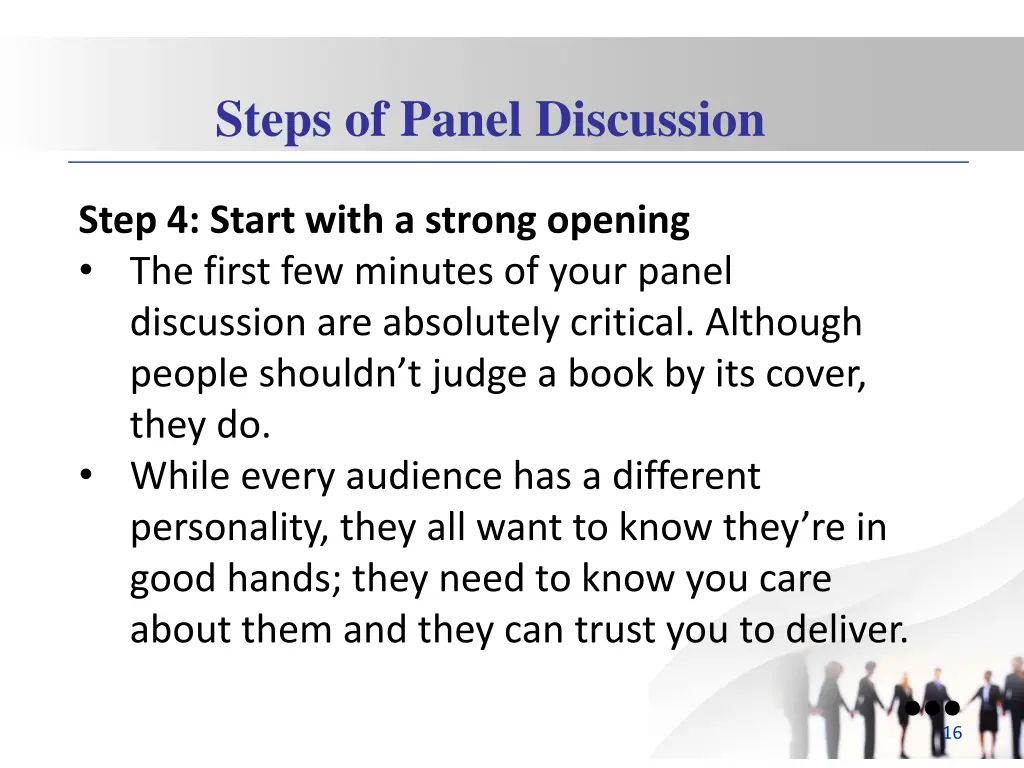 steps of panel discussion 3