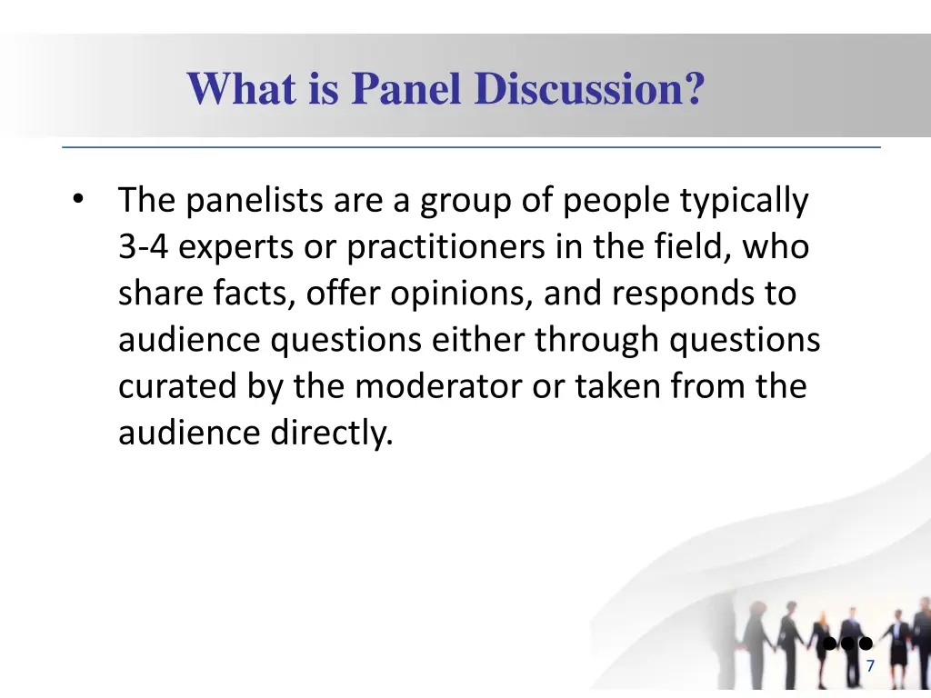 what is panel discussion 1