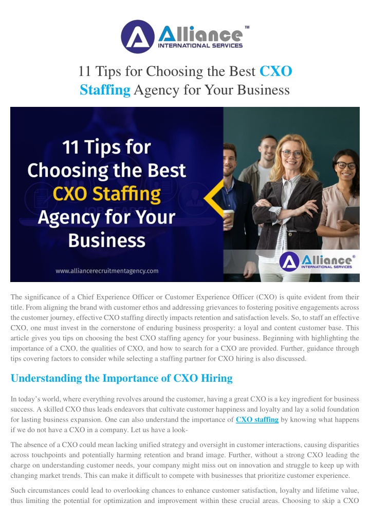 11 tips for choosing the best cxo staffing agency