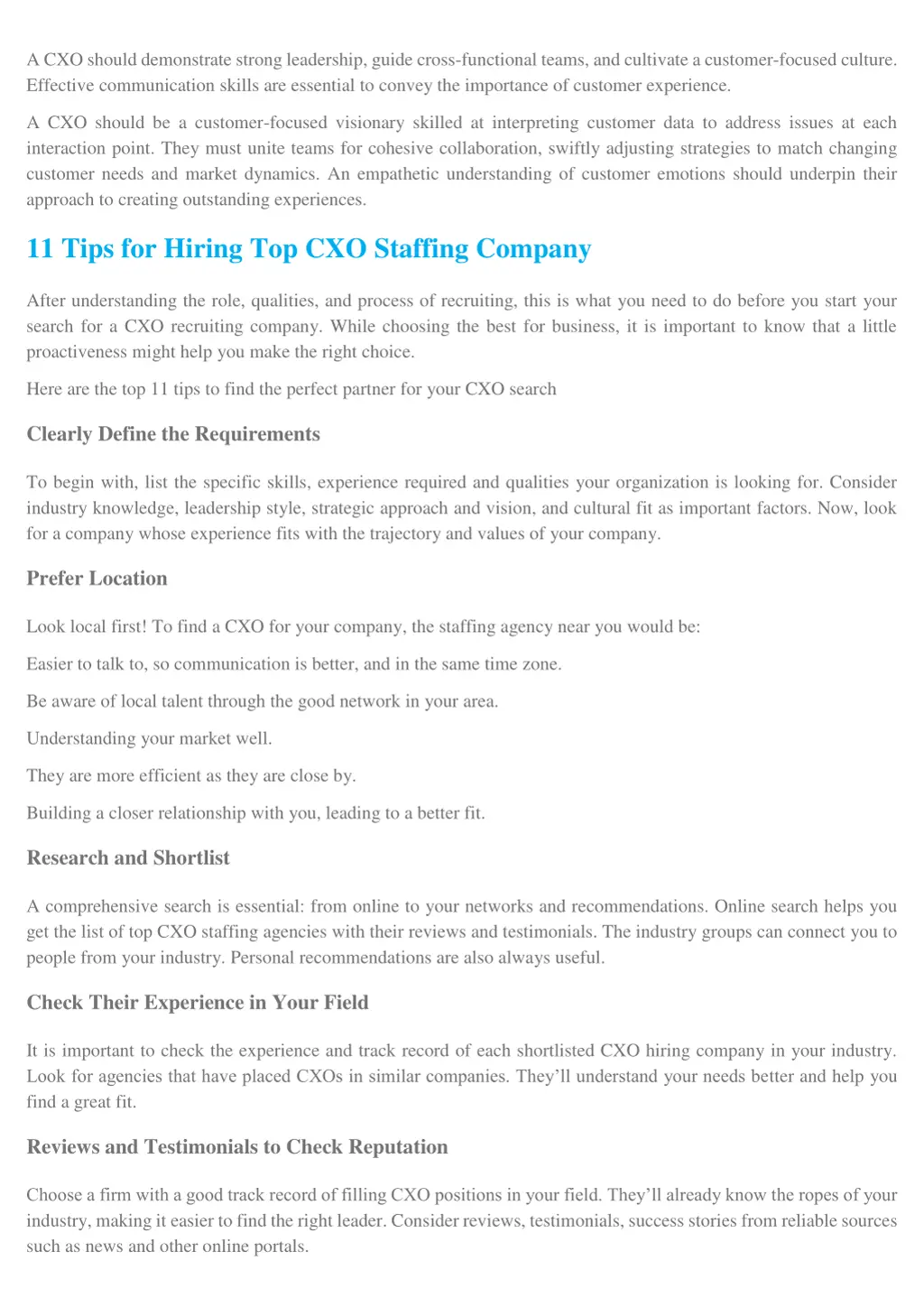 a cxo should demonstrate strong leadership guide