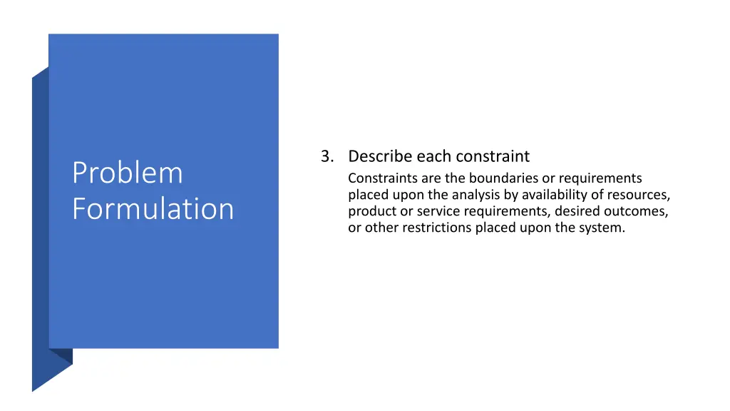 3 describe each constraint constraints