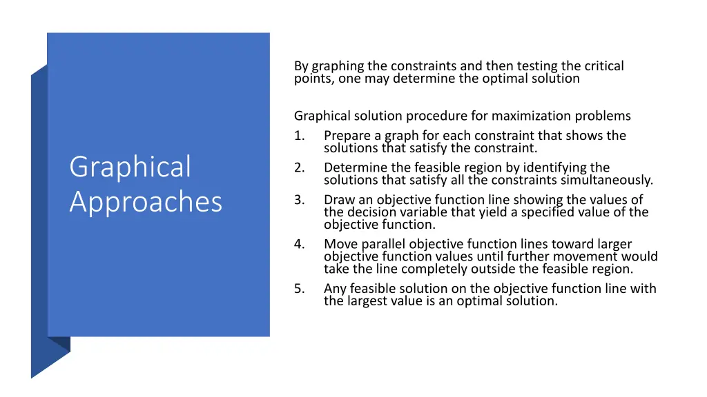 by graphing the constraints and then testing