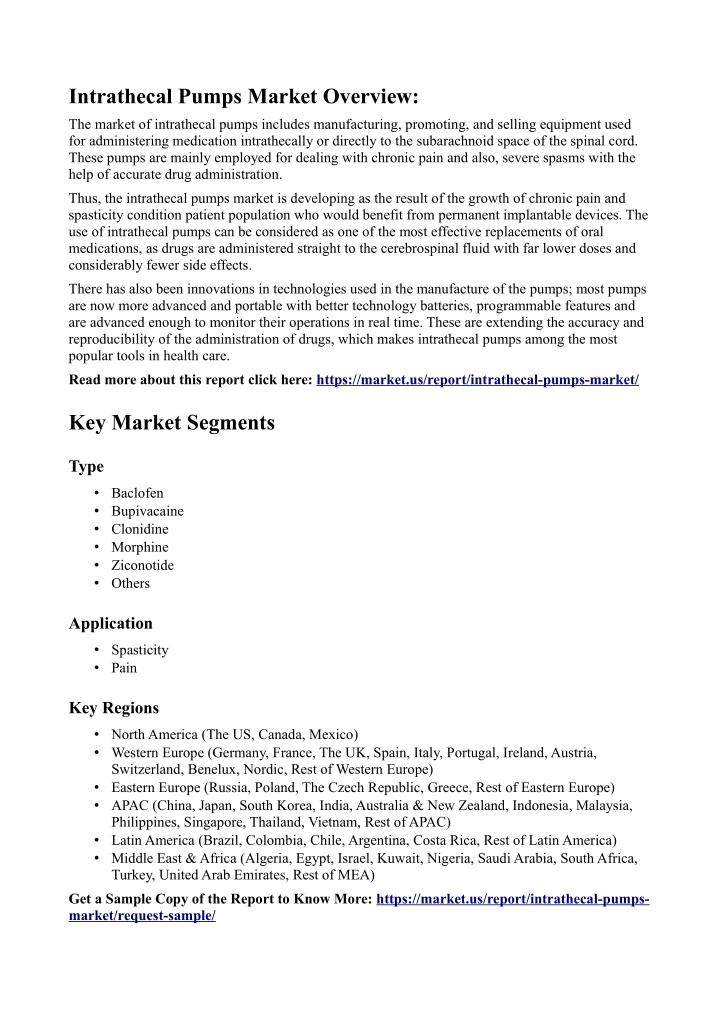 intrathecal pumps market overview