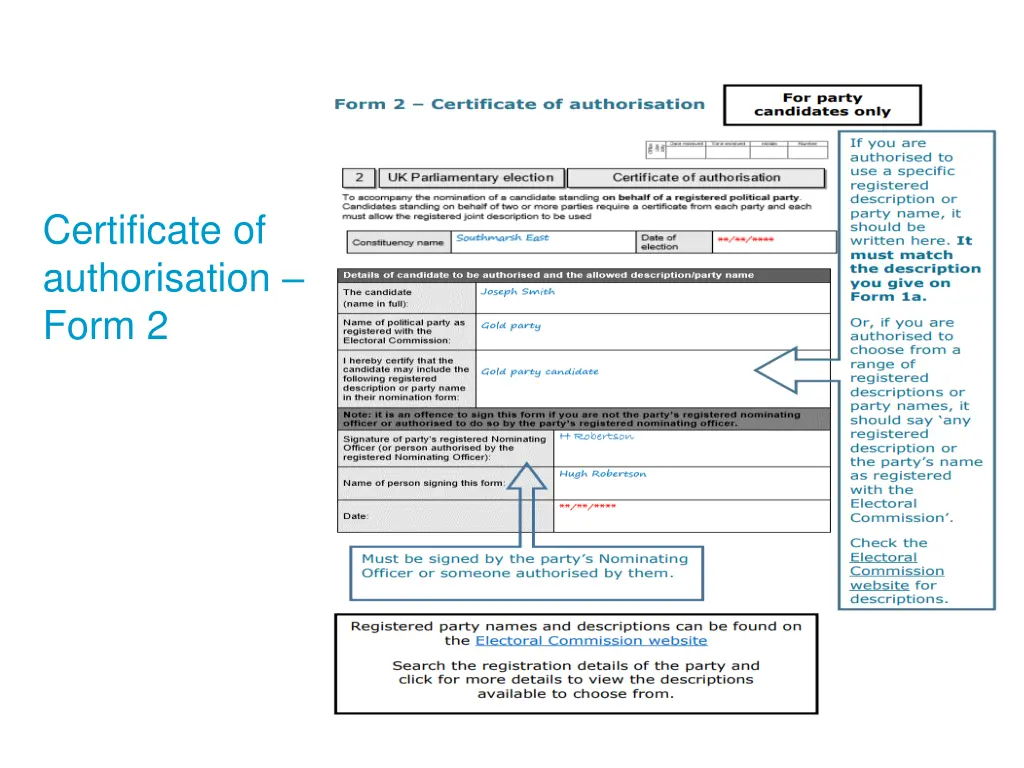 certificate of authorisation form 2