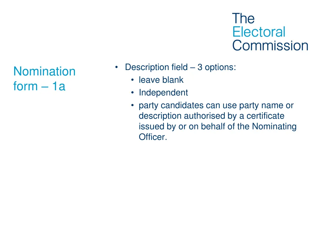 description field 3 options leave blank