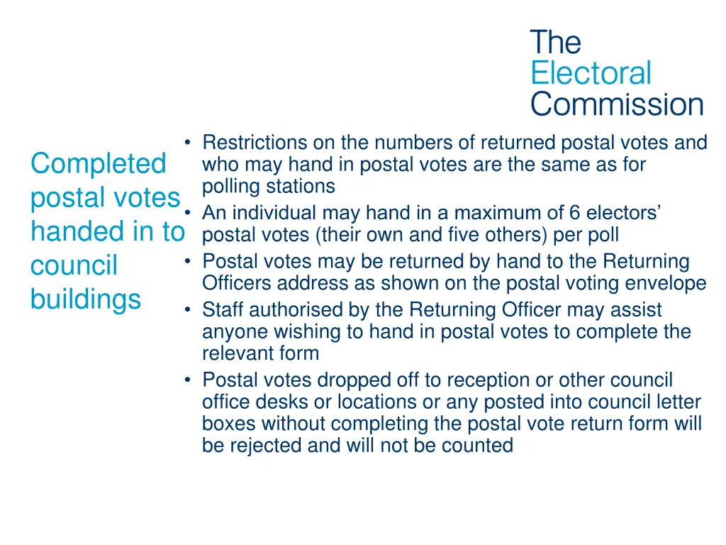 restrictions on the numbers of returned postal