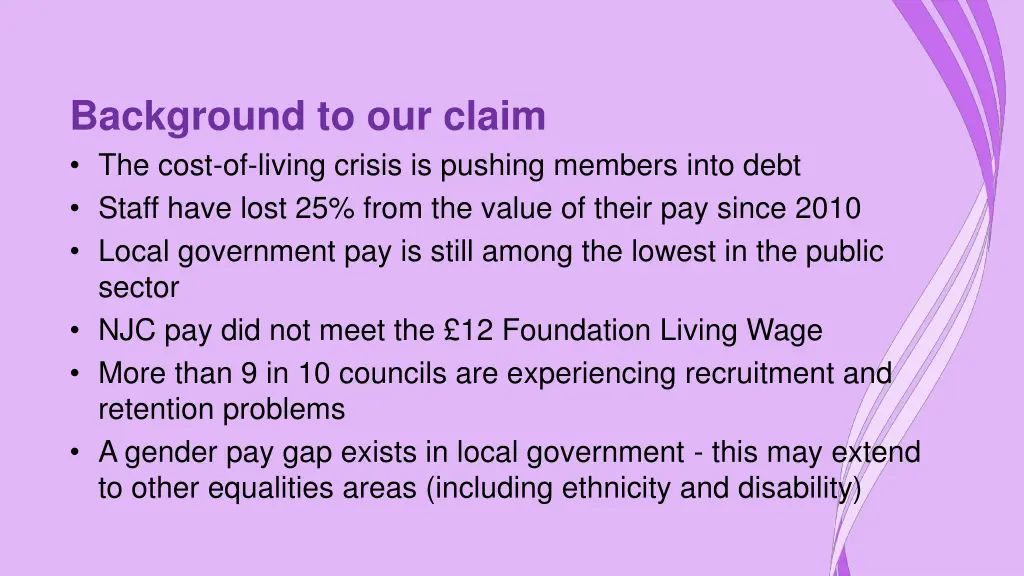 background to our claim the cost of living crisis