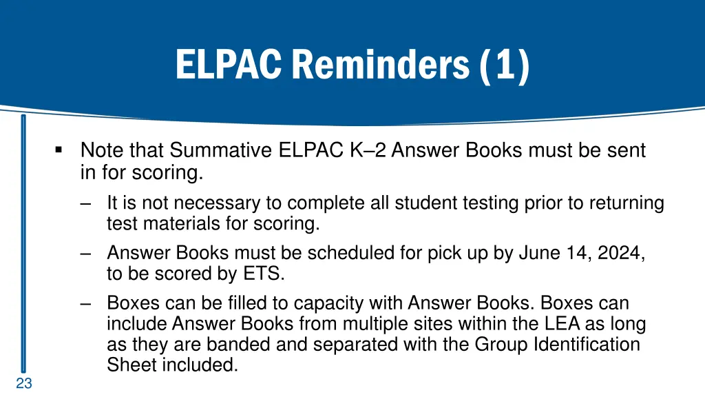 elpac reminders 1