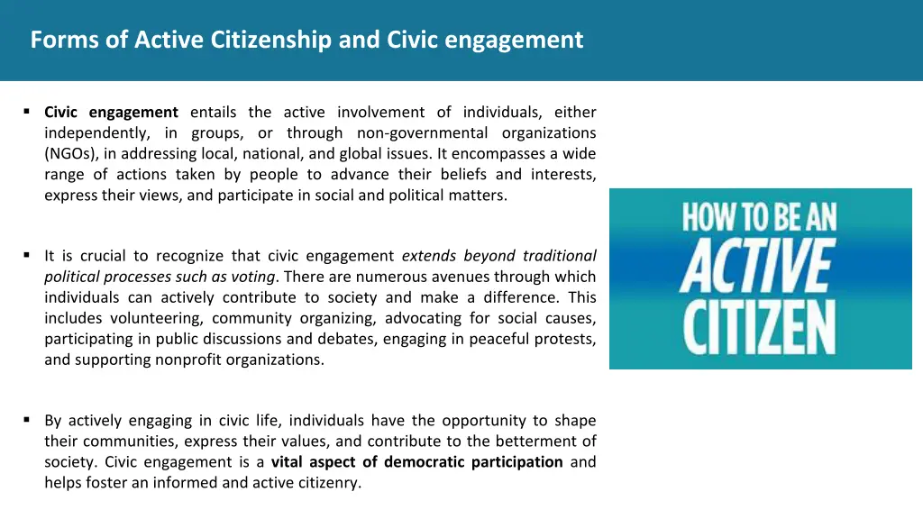 forms of active citizenship and civic engagement 1