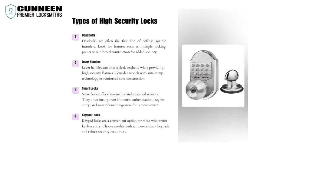 types of high security locks