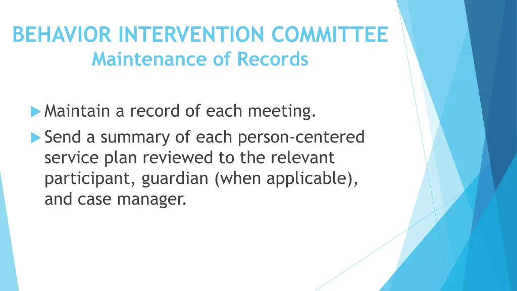 behavior intervention committee maintenance