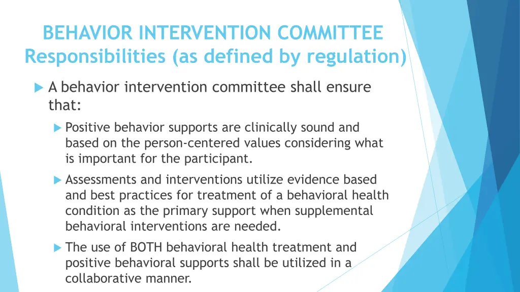 behavior intervention committee responsibilities