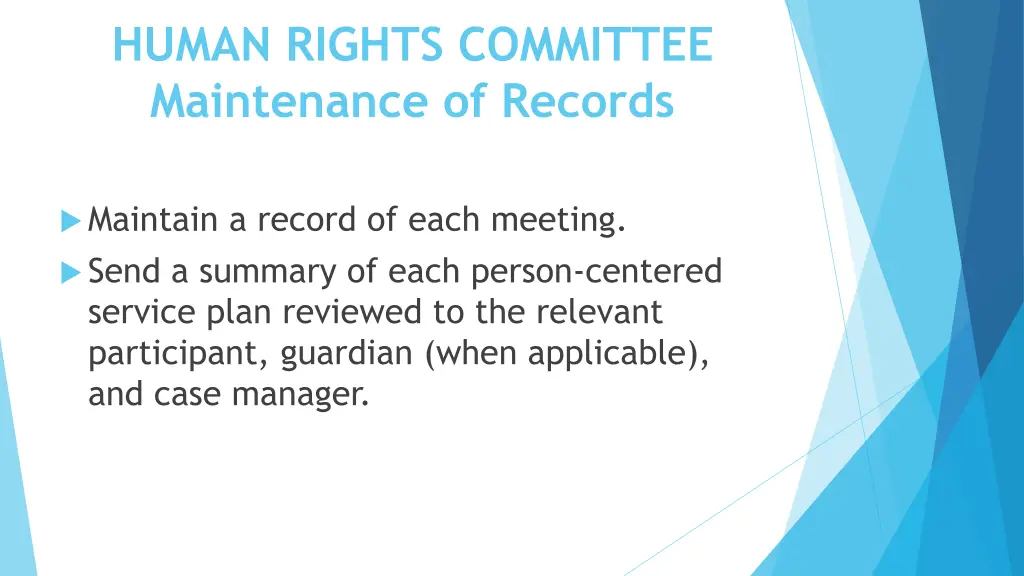 human rights committee maintenance of records