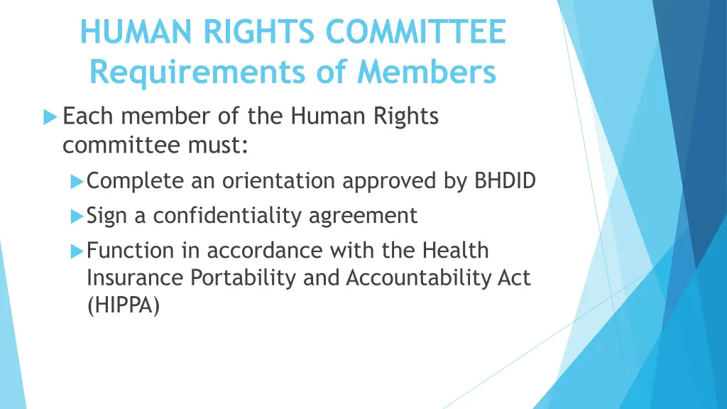 human rights committee requirements of members