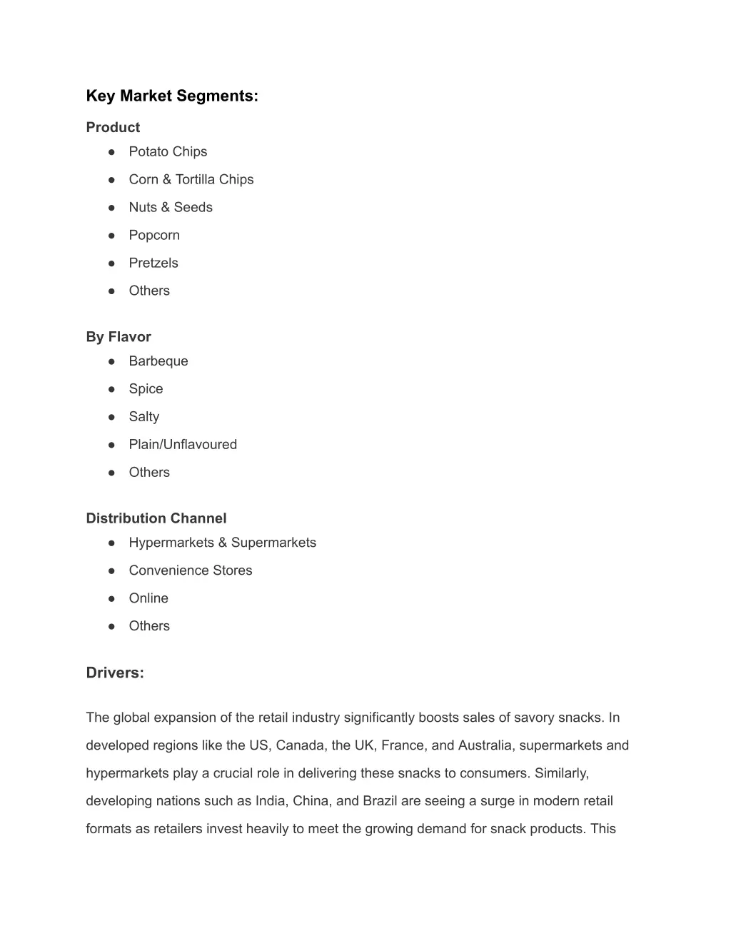 key market segments