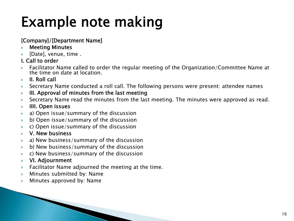 example note making