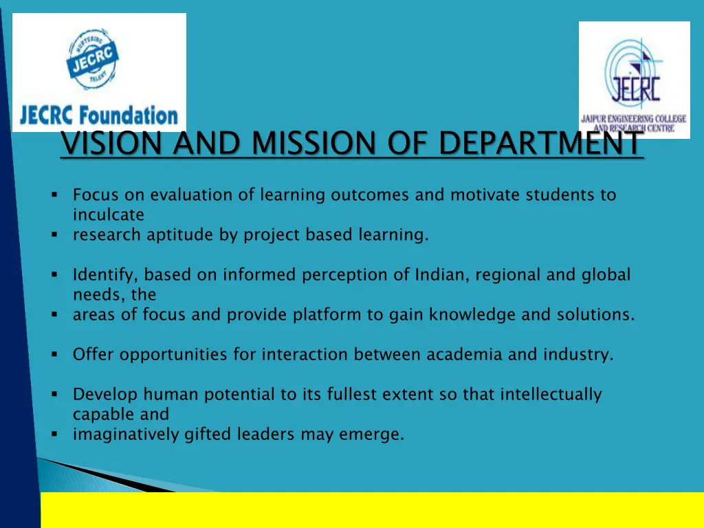 vision and mission of department