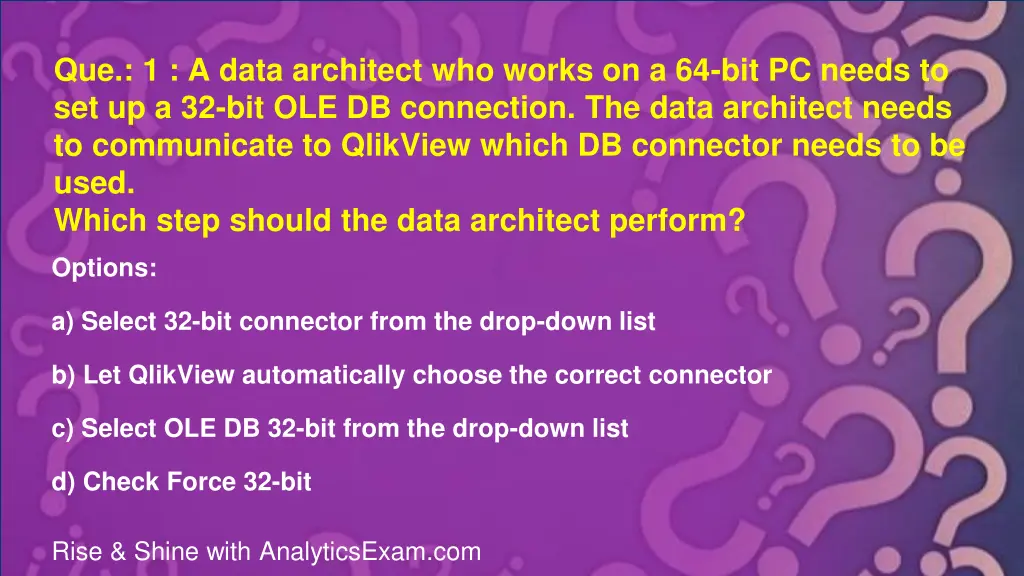 que 1 a data architect who works