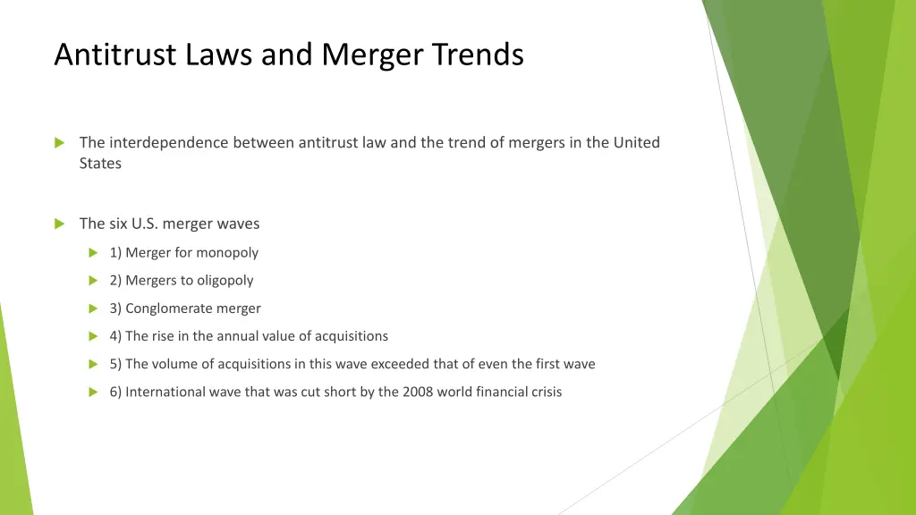 antitrust laws and merger trends