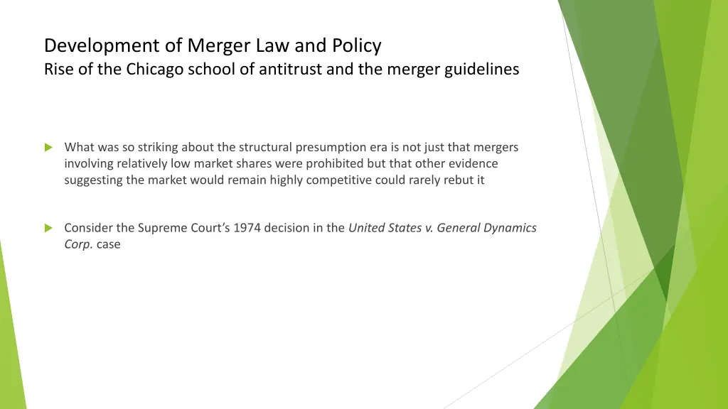 development of merger law and policy rise