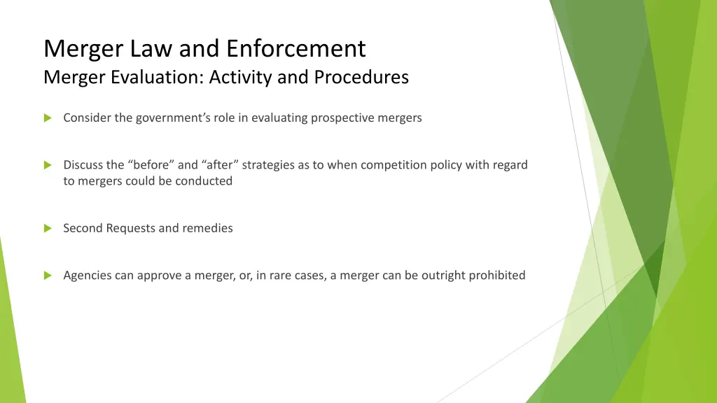 merger law and enforcement merger evaluation