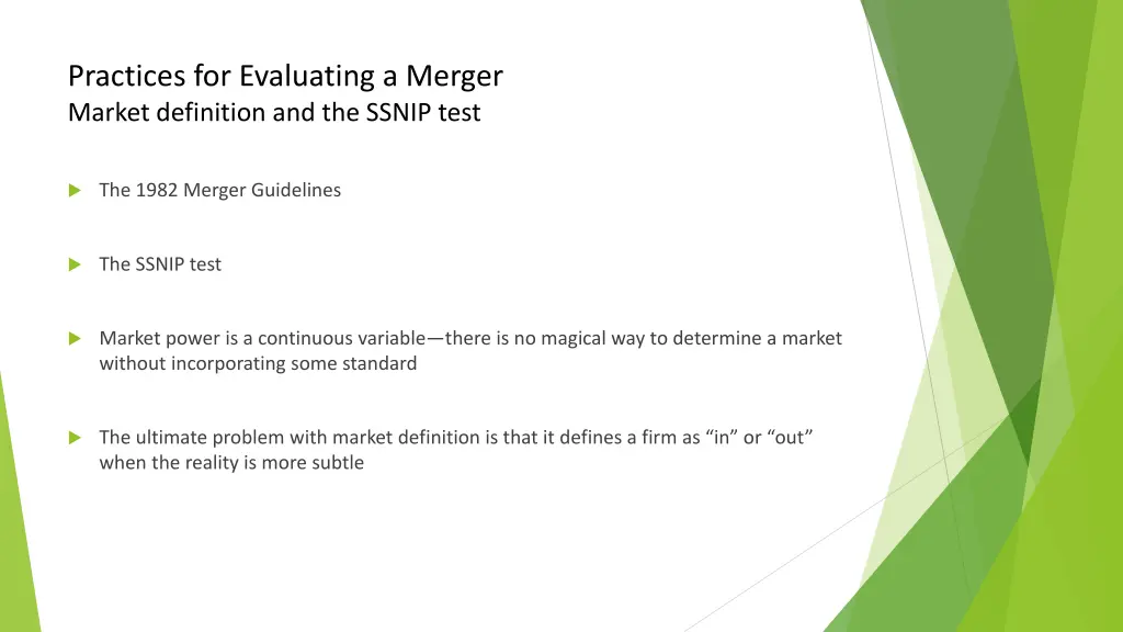 practices for evaluating a merger market