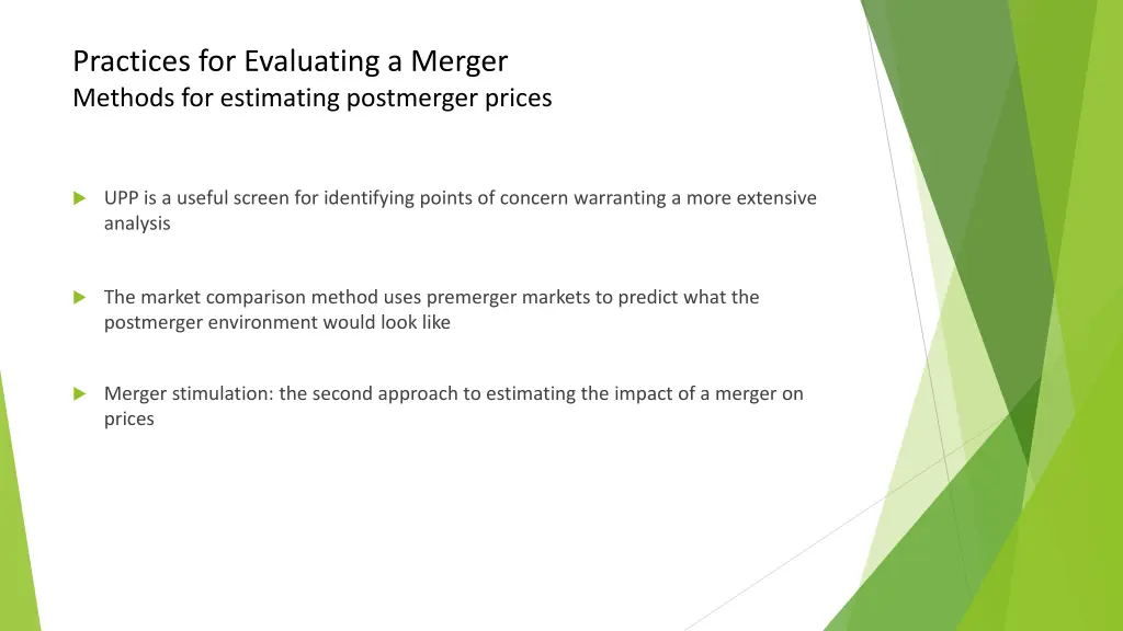 practices for evaluating a merger methods