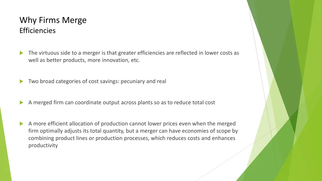 why firms merge efficiencies