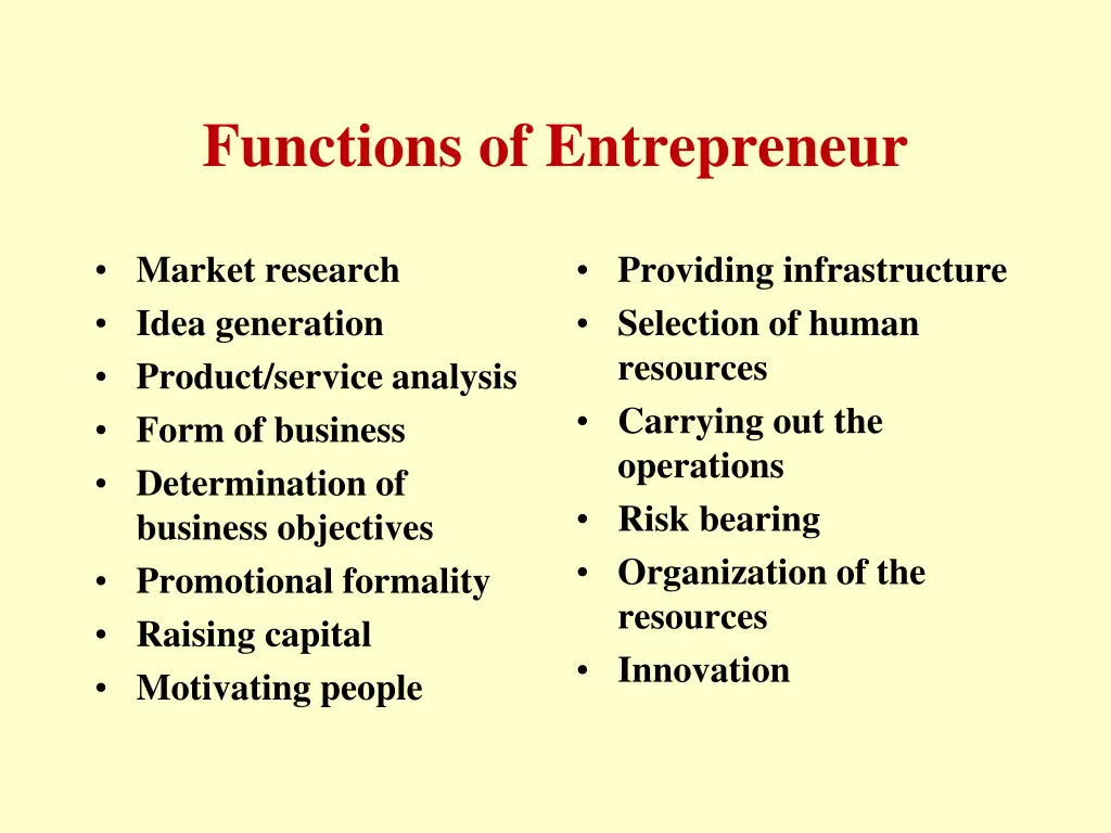 functions of entrepreneur