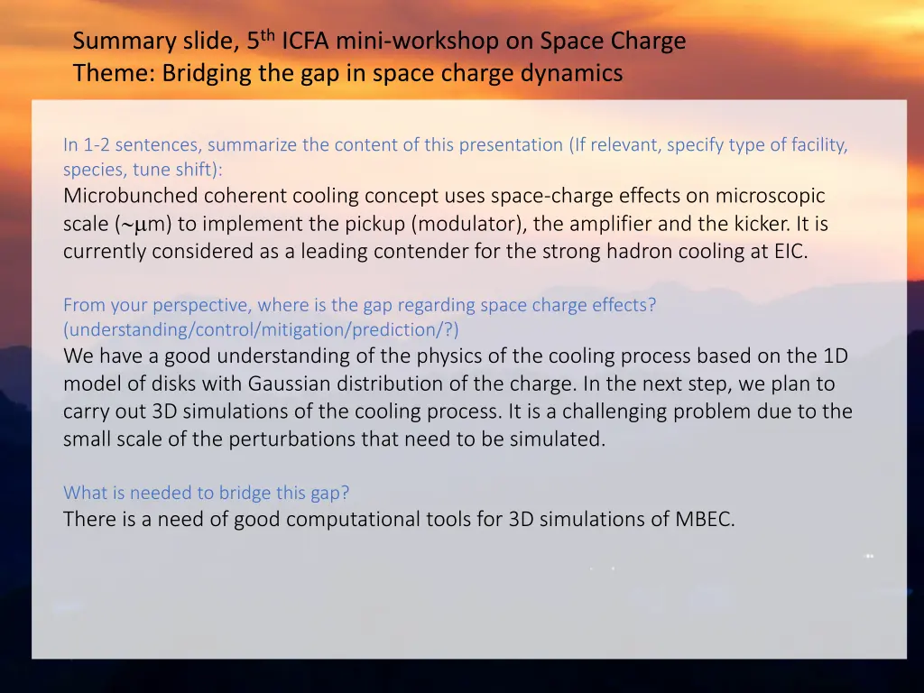 summary slide 5 th icfa mini workshop on space