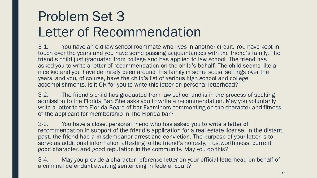 problem set 3 letter of recommendation 1