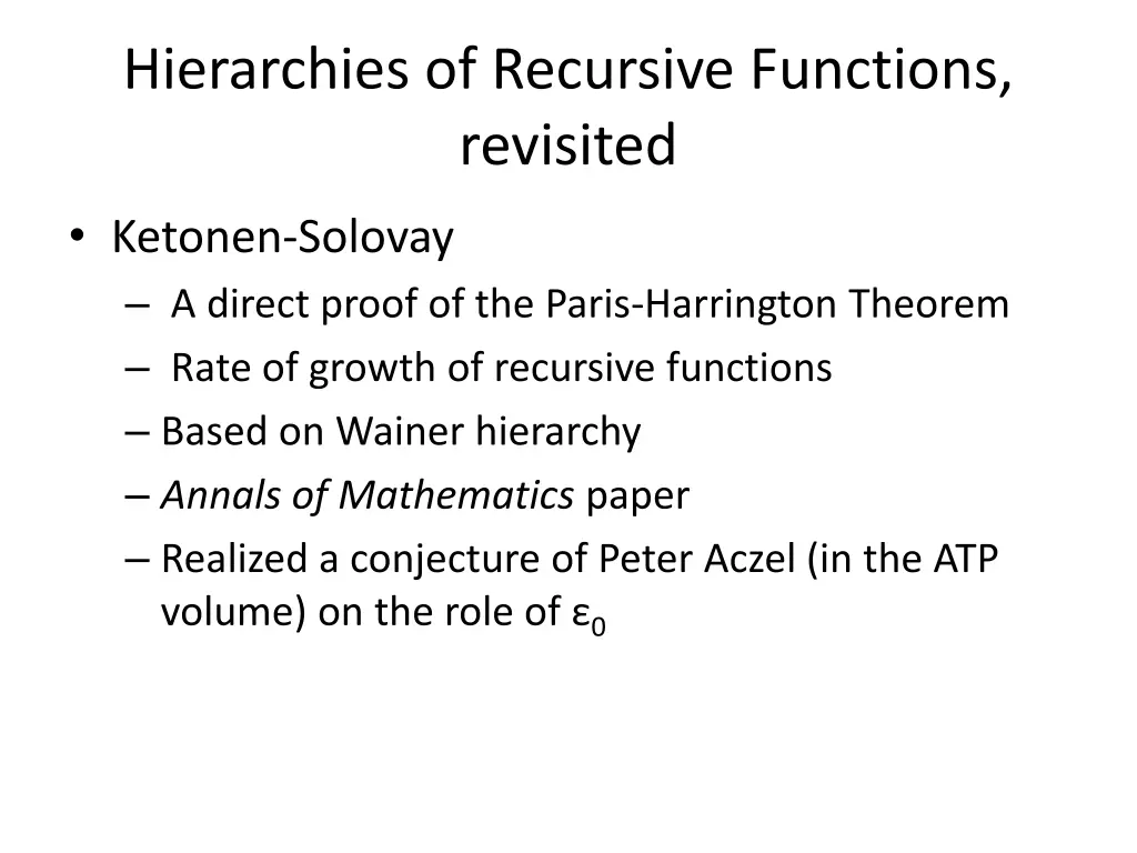 hierarchies of recursive functions revisited