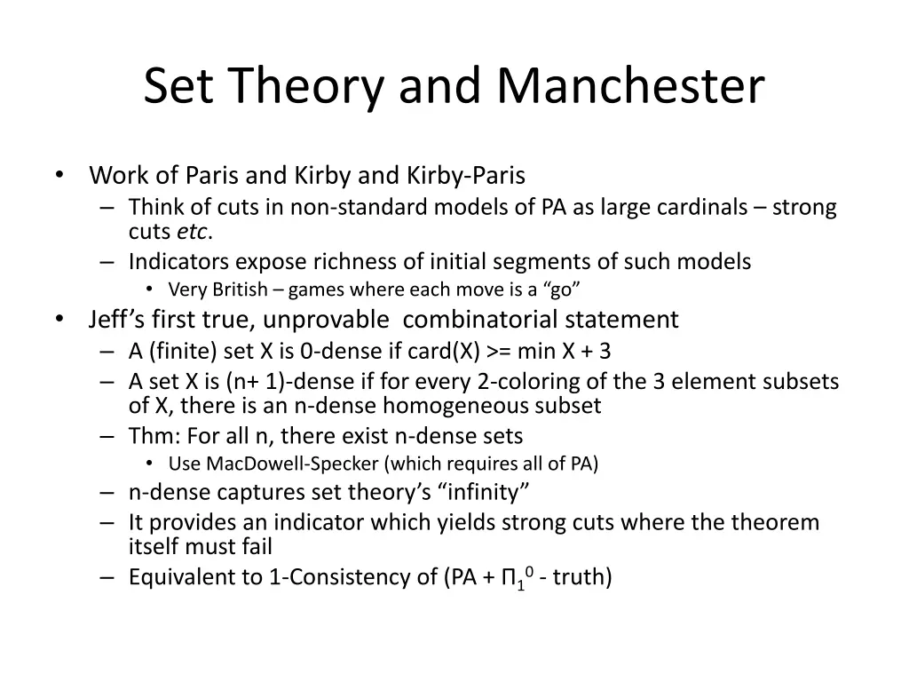 set theory and manchester