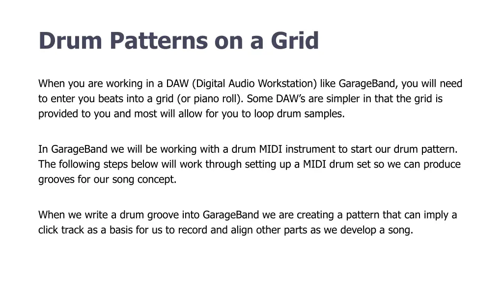 drum patterns on a grid