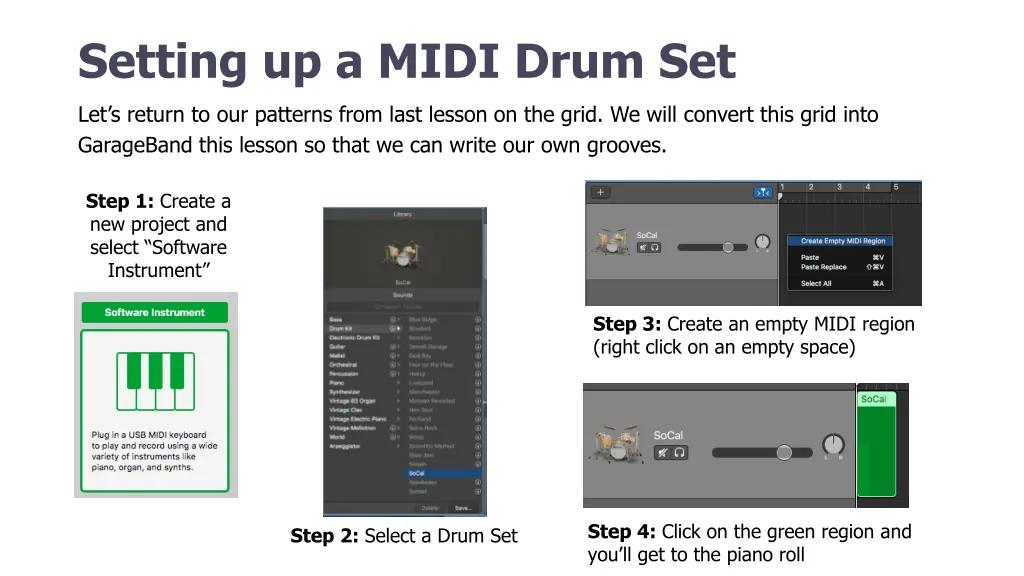 setting up a midi drum set