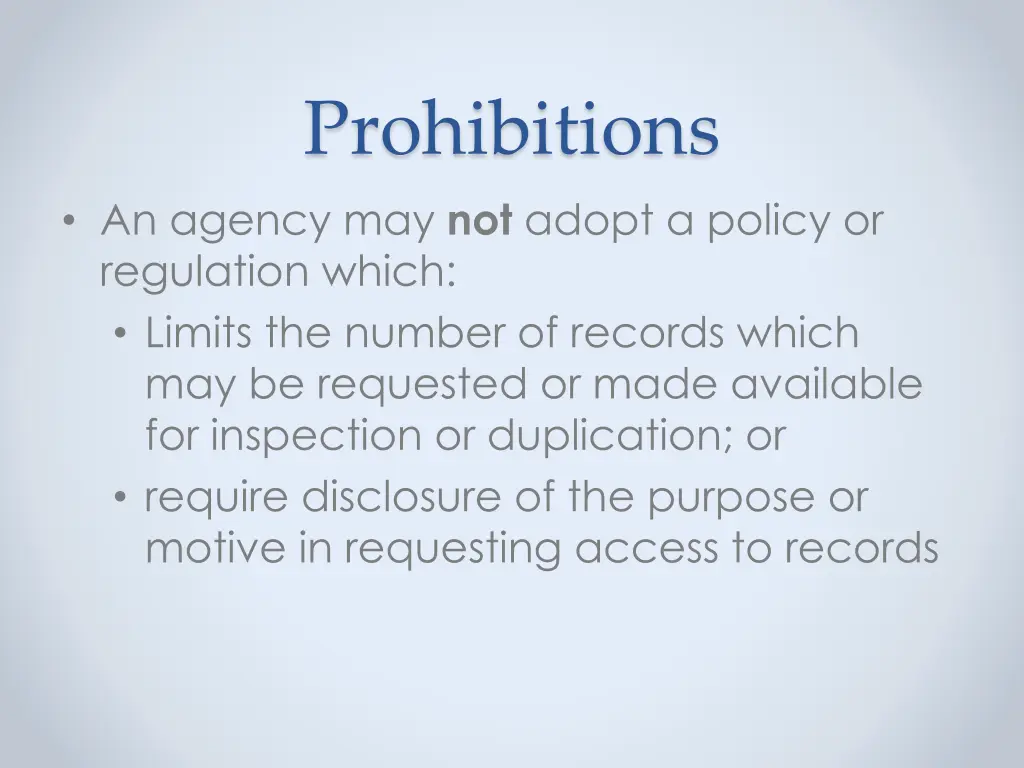 prohibitions